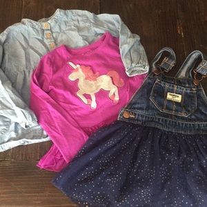 Girls 3t overall outfit set